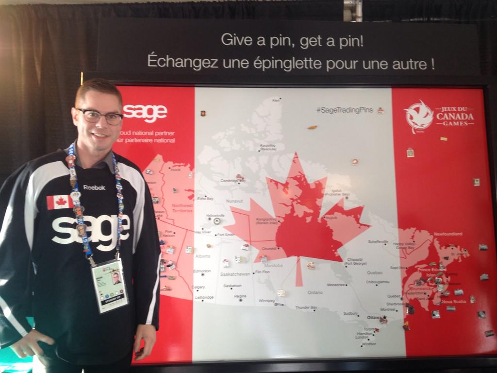 alyson_schmidt's tweet photo. Just call him the Pin Master! @BW_Creative and @SageNAmerica on site at the @2015CanadaGames. #2015CanGames http://t.co/FGxWoQx3Kw