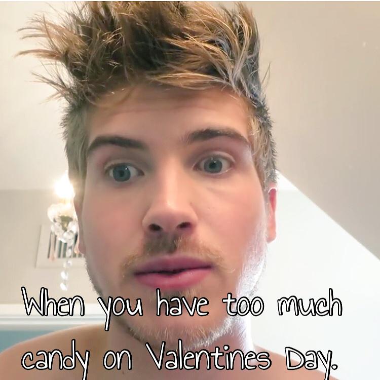 Maddie_Howlter's tweet photo. @JoeyGraceffa I told you not to eat so many Candy Hearts! You are in so much trouble Joey! You didn't even share! 😒 http://t.co/2GVkbX8p8b
