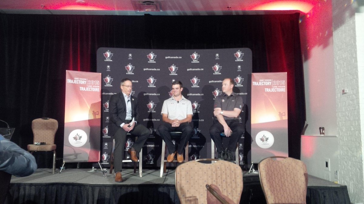 Successes of #TeamCanada's <a href="/coreconn/">Corey Conners</a> &amp; women's coach <a href="/tmullallygolf/">Tristan Mullally ChPC</a> earned a standing ovation at our AGM today