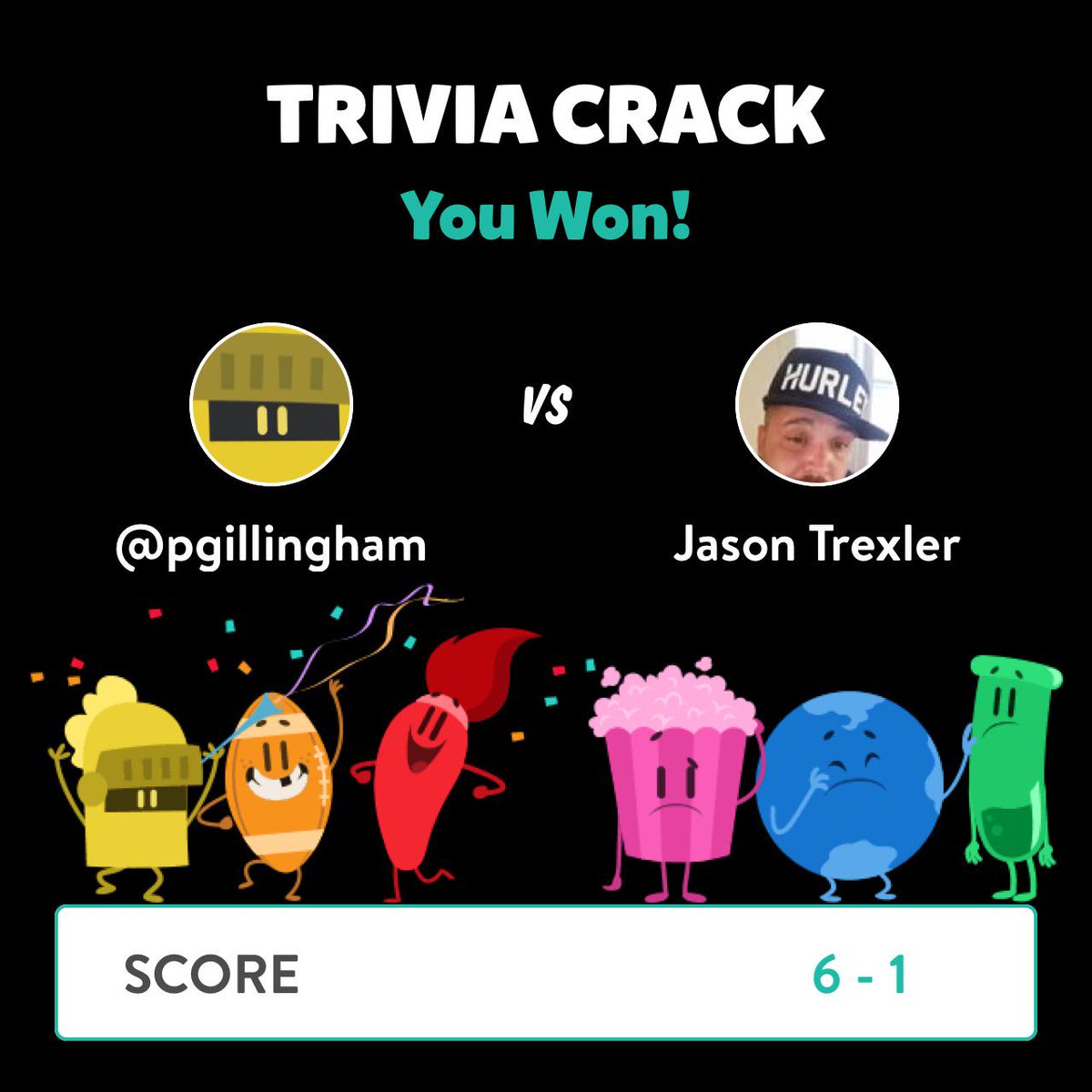 pgillingham's tweet image. @pgillingham just won a game against Jason Trexler in Trivia Crack!  triviacrack.com/en/landing