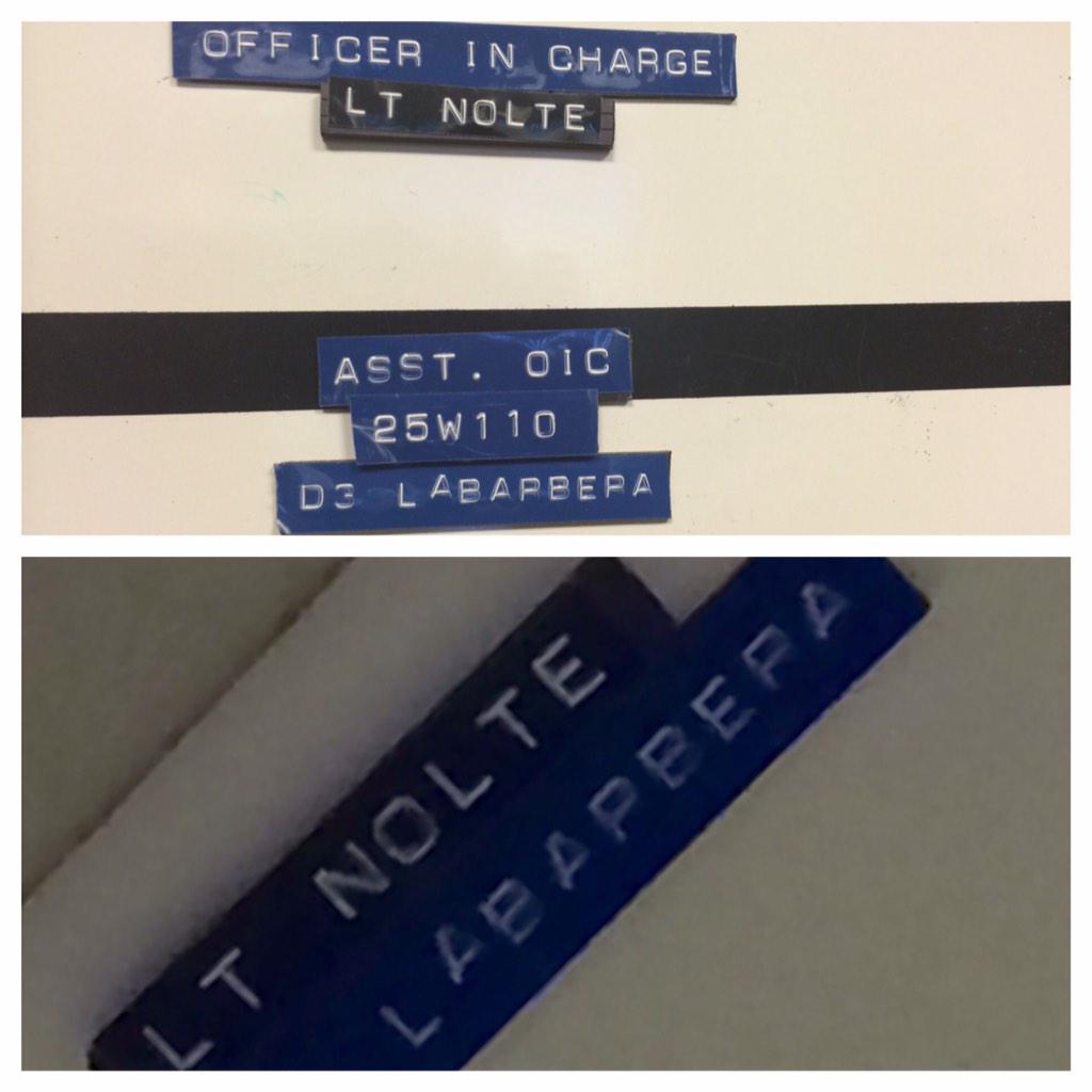 The end of an era today. Good luck <a href="/LAPDJeffNolte/">Jeff Nolte</a> 
Traditional- Magnets up on ceiling.
