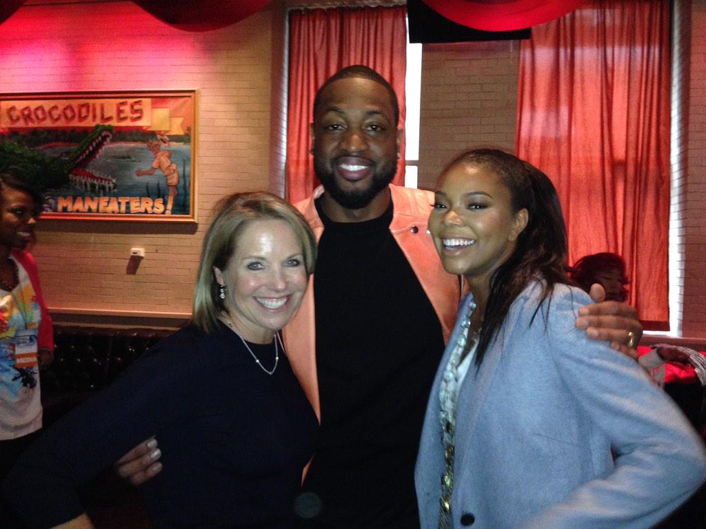 katiecouric's tweet image. Had a ball bowling with @DwyaneWade and @itsgabrielleu to build sports facilities for kids in need!