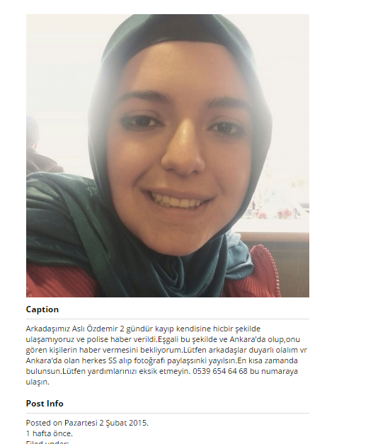 Sonu #ÖzgecanAslan kızımız gibi olmasın 2 gündür kayıpmış lütfen olabildiğince yayalım.