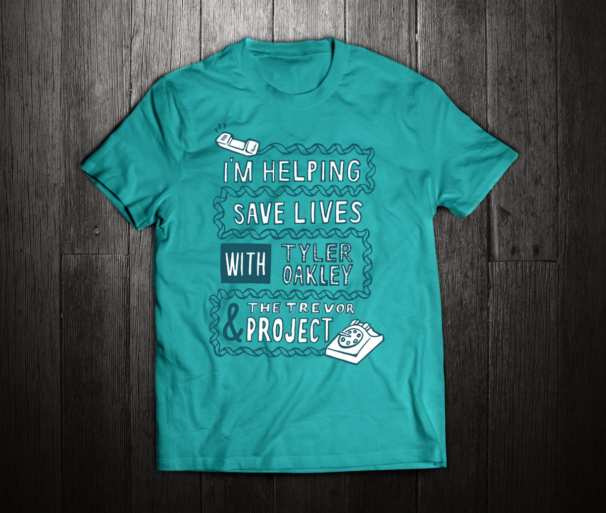 tyleroakley's tweet photo. When you donate $50 to http://t.co/3v6udqlRxD, you get this t-shirt! RT if you want one! #DonateToTrevor http://t.co/aQHmv8m7T0