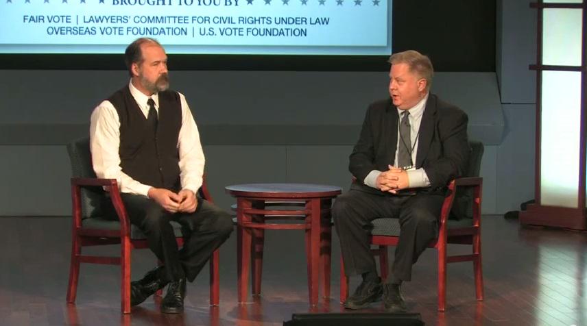 fairvote's tweet photo. .@KristNovoselic talks w/ Mike Lind about what drew his attention to @fairvote: http://t.co/lodq8hmI6P #VotingSummit http://t.co/N09zRBhN5R