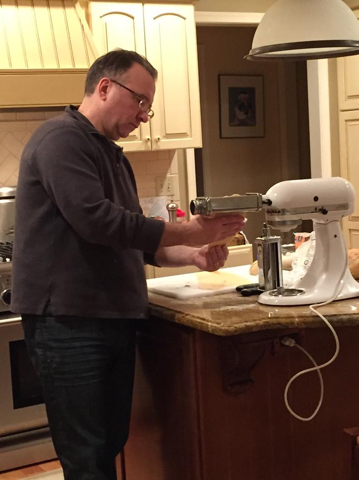 My honey bunny making homemade pasta calamad for his honey!