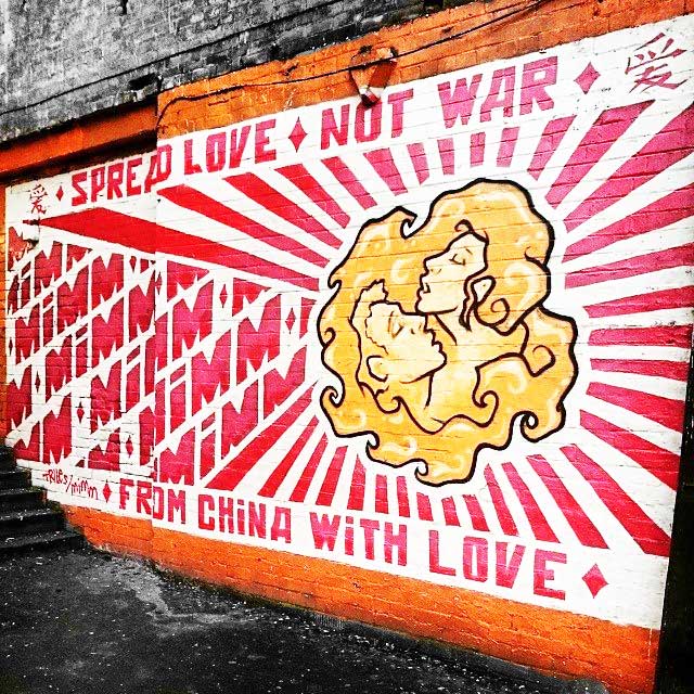 Hockley's tweet image. Spread Love Not War! 

Big up Mimm with their new graffiti piece at the bottom of #Hockley!