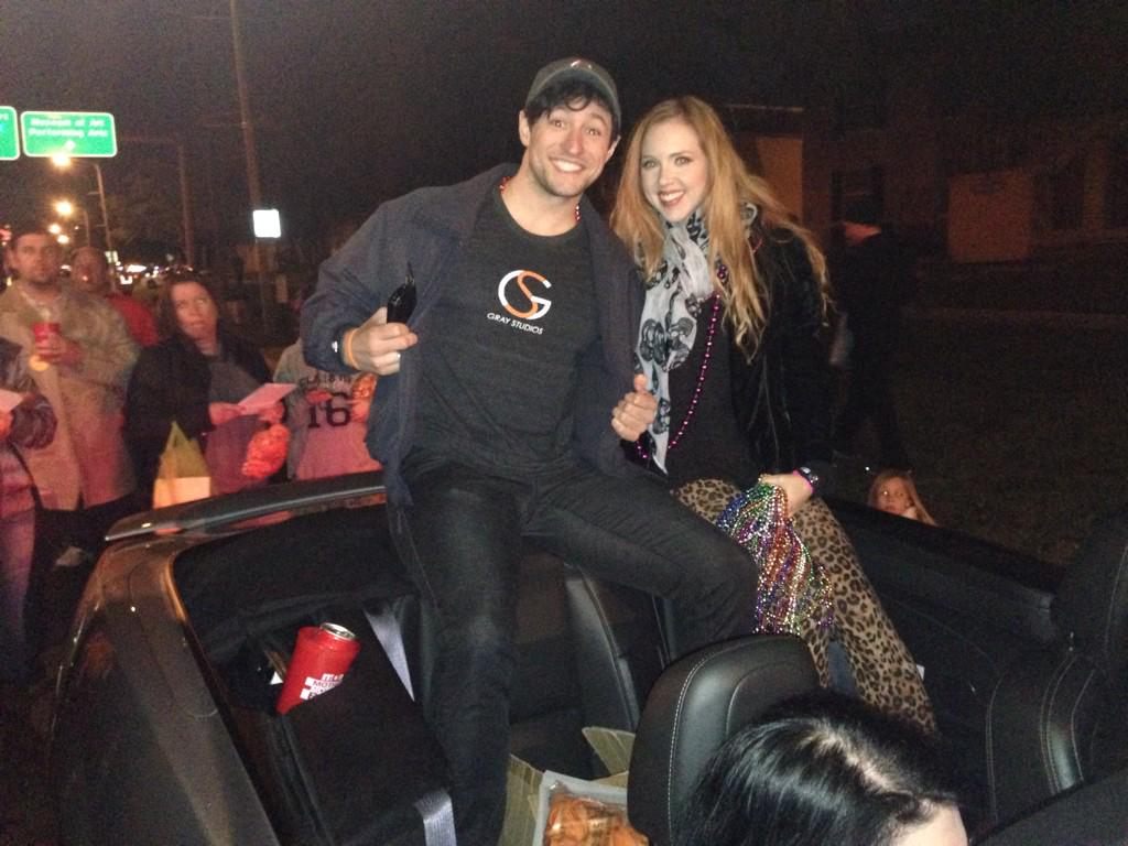 KidwellBrad's tweet photo. Curt Mega &amp; Kimberly Whalen ready for take-off in the famous Krewe of Sant’ Yago Night Parade - Tampa Gray Studios http://t.co/2jq1B2tC4Z