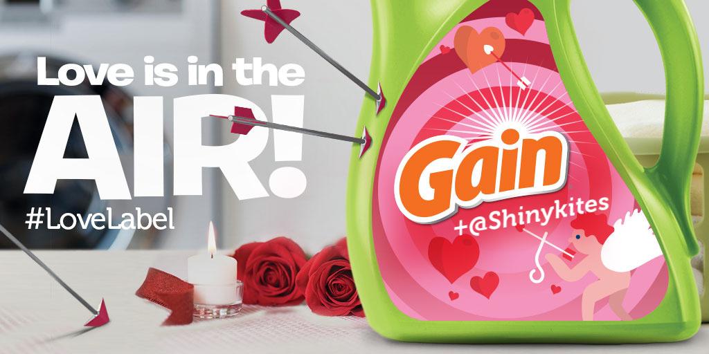 Gain's tweet photo. @Shinykites You had us @Gain! Thanks for being our #Valentine #Gainiac! Here’s a #LoveLabel just for you! http://t.co/8BRizXKwgp