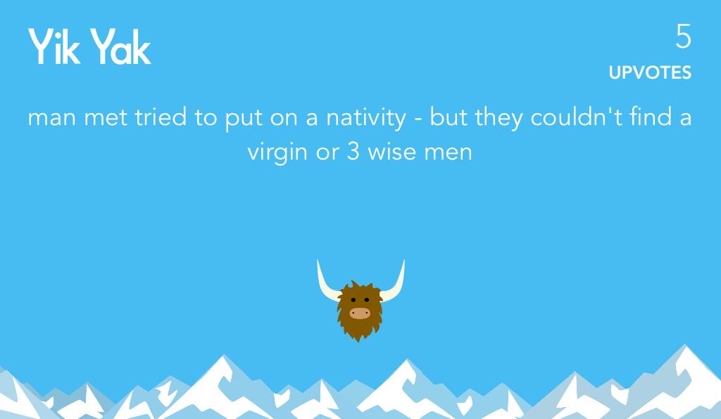 clarawalker1's tweet photo. (Yik Yak, 2014, pp. 8-12)
http://t.co/AoYhHRRKYJ this made me laugh far too much! http://t.co/cn8pGb1mfG