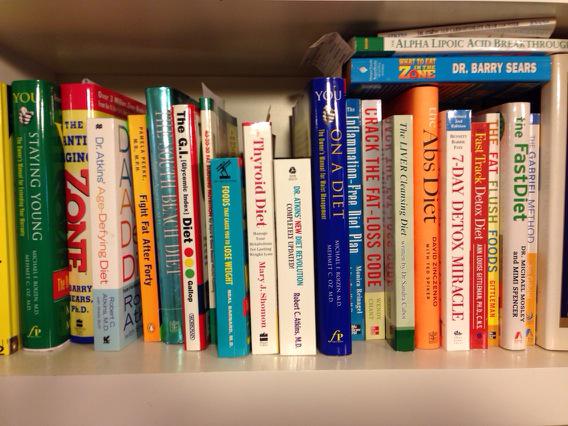 intolerant_cook's tweet photo. A small sampling of diet books on the way to Goodwill. Good luck! http://t.co/89i3Jwt5oe