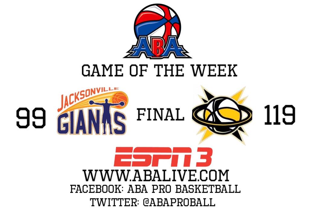 ABAProBall's tweet image. South Florida Gold defeats Jacksonville Giants in the ABA Game of the Week on ESPN3!