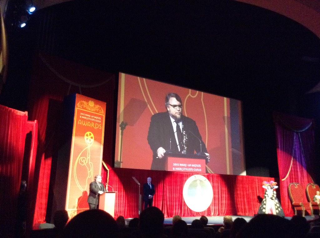 IATSELocal706's tweet photo. GUILLERMO DEL TORO accepting the Distinguished Artisan Award. Congrats! #MUAHSawards http://t.co/352HgYYq1a