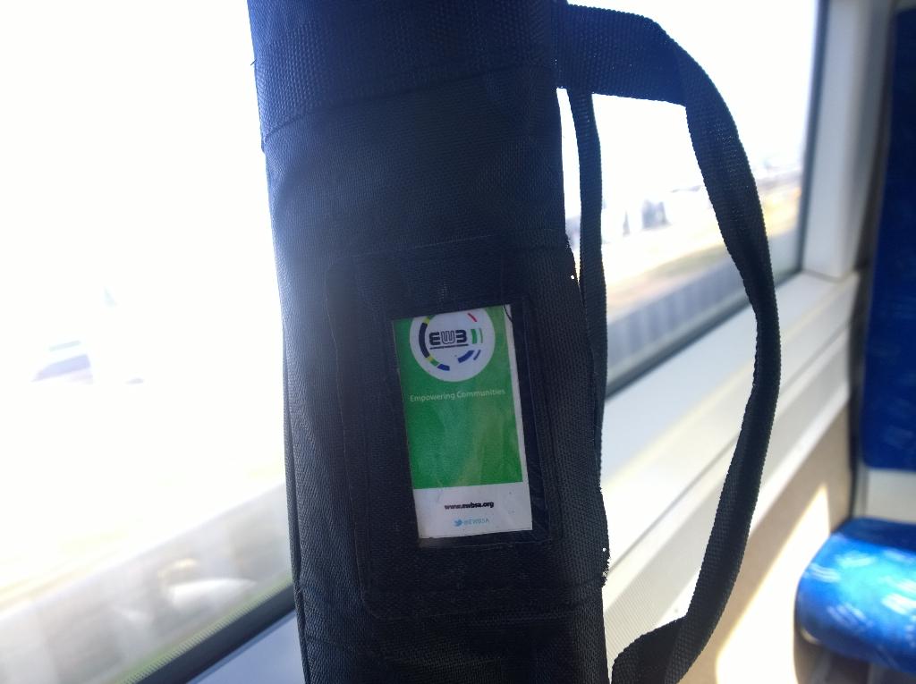 MichelleMLow's tweet photo. David and I are meeting @EWBSA_UP in PTA via the Gautrain. #DeliveringBanner #ChaptersTeam @EWBSA http://t.co/ARnz0jDc7B