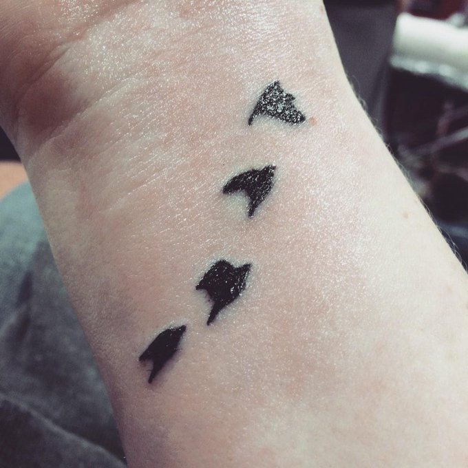 New tattoo, 4 birds for my 4 babies :) A little cliche I know lol ;) but I love it! http://t.co/CgHY