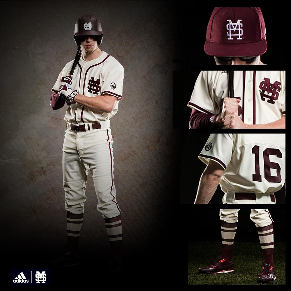 Mississippi State Baseball on X: A closer look at today's uni: -Maroon Cap  -Cream, M over S Top -Cream, Maroon-Striped Pants #HailState #TeamAdidas   / X