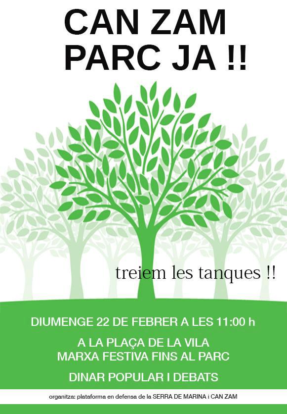 PConstGramenet's tweet photo. Proper diumenge #22F marxa fins #CanZam per treure les tanques del parc. Dinar i debats.  #CanZam Parc Ja! #Gramenet. http://t.co/zoWyn4b35D