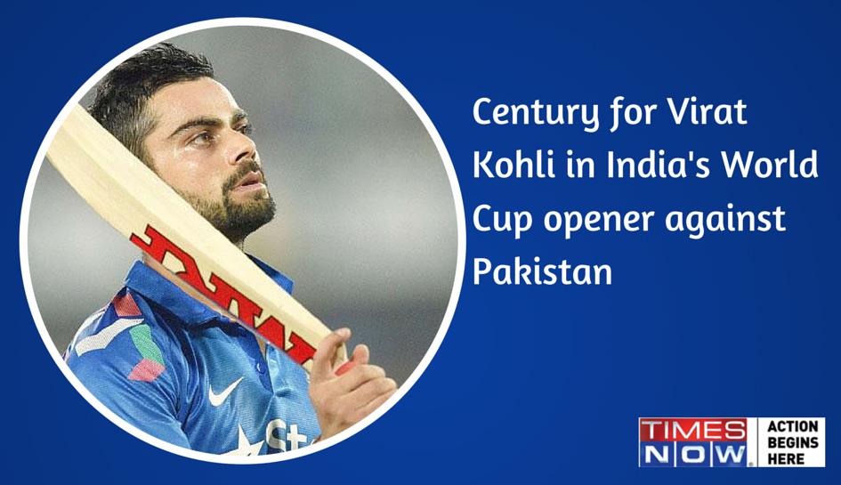 TimesNow's tweet photo. Virat Kohli makes his first 100 in World Cup 2015 #IndiaJeetega http://t.co/pLWP9LGbj1