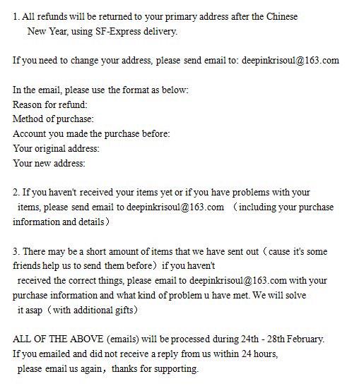 krisoul's tweet photo. We feel sorry about the mistakes we've made during transports.These problem will be solved during Feb 24th - 28th. http://t.co/8KRPa3ZLP4