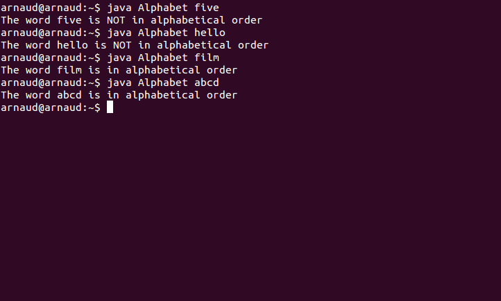 Chatperchey's tweet photo. @tweetsauce a little script I made to test if a word is in alphabetical order #JavaSauce http://t.co/mVmYNKqgXF http://t.co/EXnIPkZkk4
