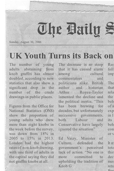 UK Youth Turns its Back on Knob Graffiti