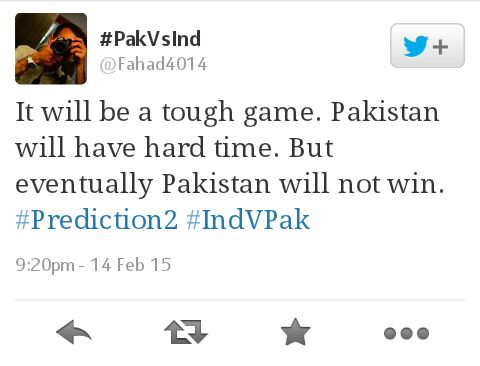 Fahad4014's tweet image. Said it last night! #Prediction2 #PakVsInd #IndvsPak #WC2015