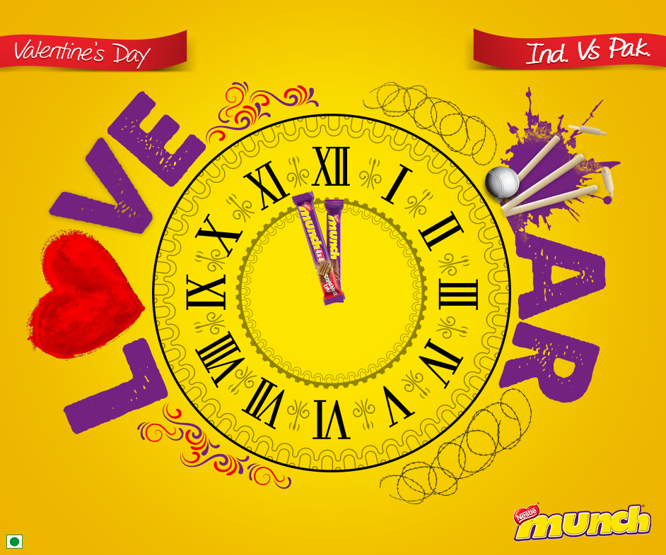 NestleMunch's tweet photo. From V'Day ka Pyaar to #IndVsPak ka World Cup Takraar, Every Samasya ka Karo #MUNCHification!! #Win http://t.co/tjgiDWuLmp