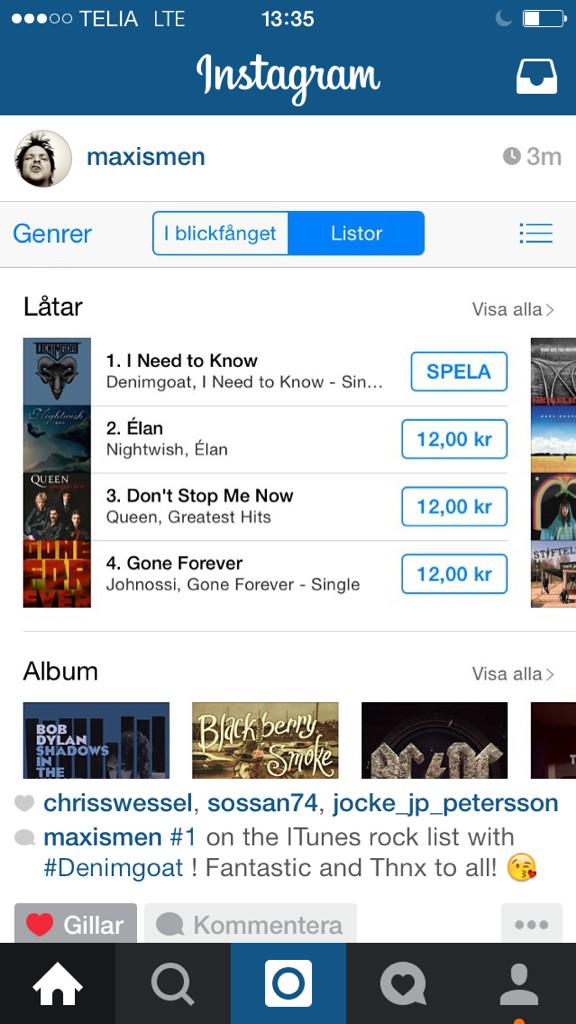 JP__White's tweet image. My band Denimgoat is currently #1 at the ITunes Rock chart here in Sweden. Make sure to download it and support us.