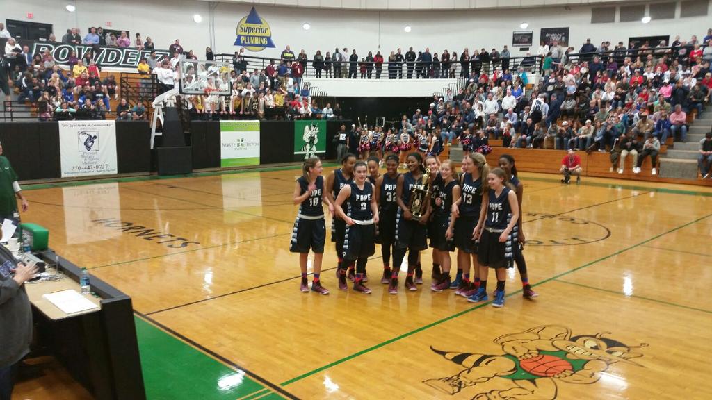 PopeGirlsHoops's tweet photo. Girls did it.Region Champs!!Congrats 2 Coach Harris-region coach of the year @PopeAthletics #houndsontop #roadtomacon http://t.co/0RsaKFvEcp