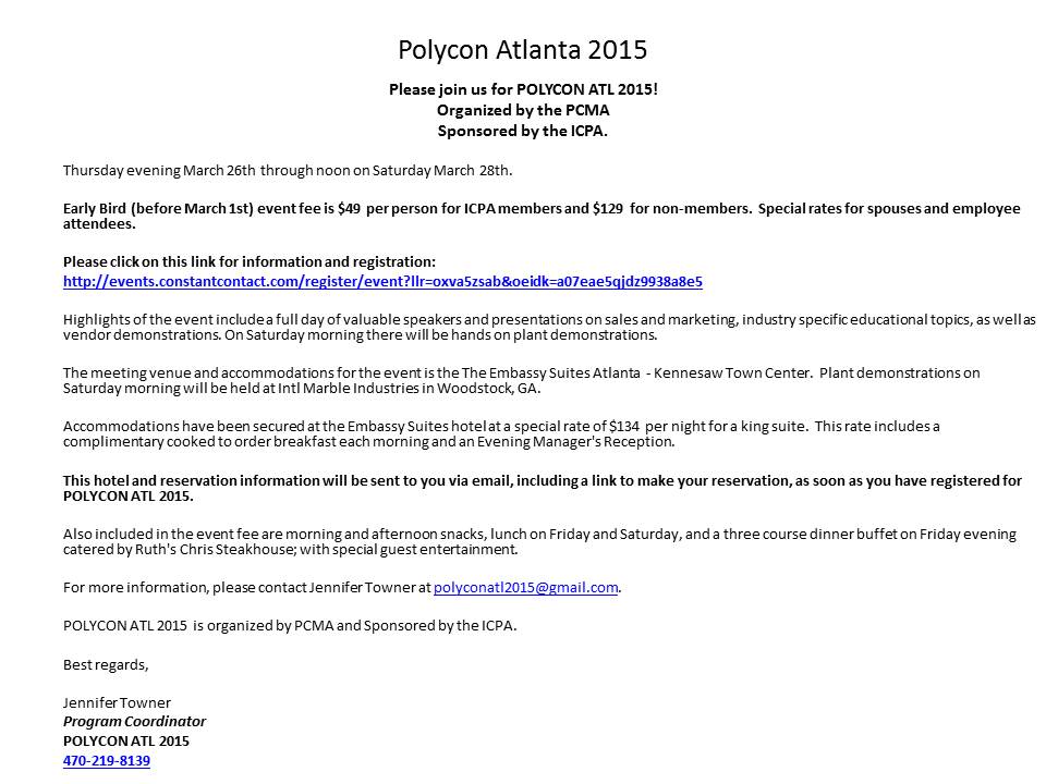 ACStoneINTL's tweet image. Join us at Polycon Atlanta 2015 in March.  Information is attached.  Looking forward to seeing everyone there!