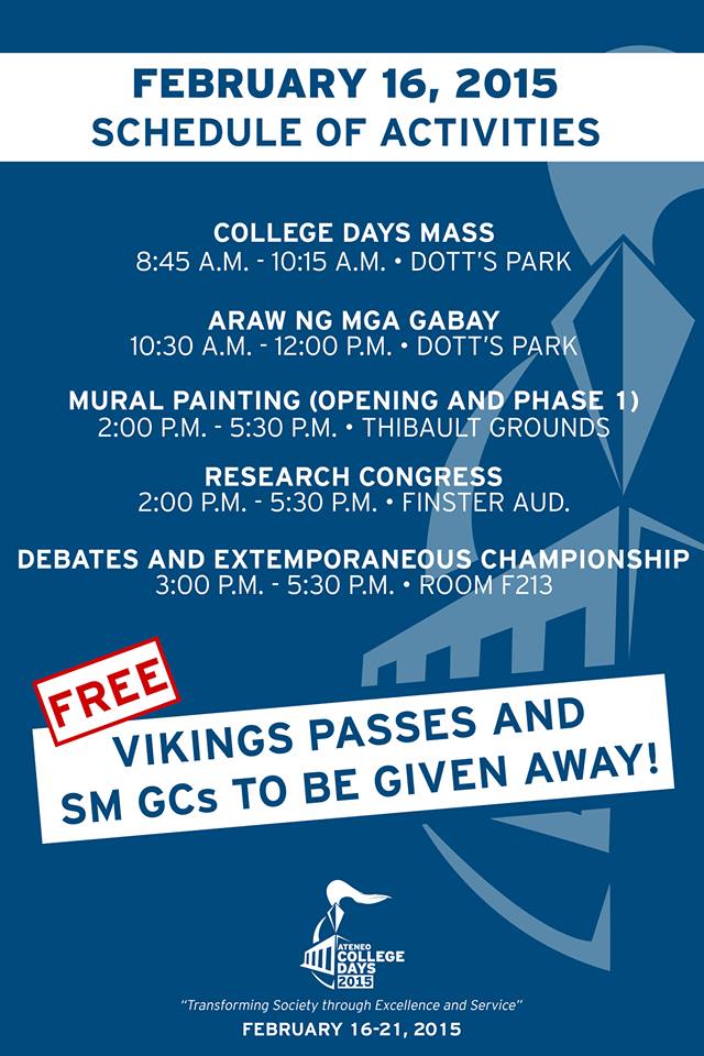 addusamahan's tweet photo. Sched for tomorrow :) #AteneoCollegeDays2015 http://t.co/lbIvrJXEVU