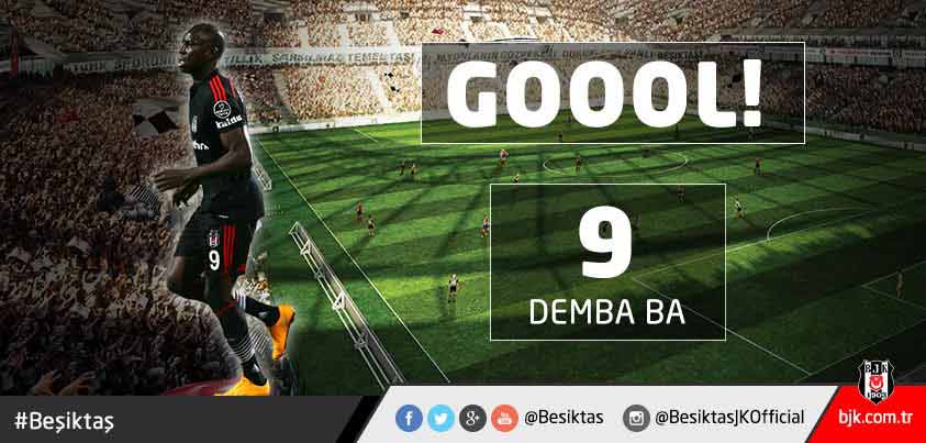 Besiktas's tweet photo. |GOOL| |GOOOL| |GOOOOOOLLLL| Beşiktaş:3 Bursaspor:2 (Dk.90+4 Demba Ba) http://t.co/aIU1pqOqXk