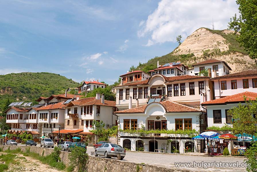 The smallest town in Bulgaria, Melnik, is nested in the south slopes of Pirin, among sand pyramids with queer forms.