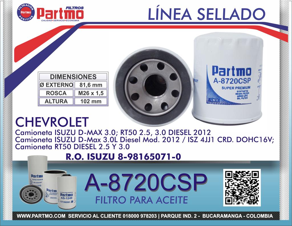 partmo's tweet photo. A-8720CSP Filtro de Aceite para CHEVROLET ISUZU D-MAX 3.0 http://t.co/g2bLwbHeY8