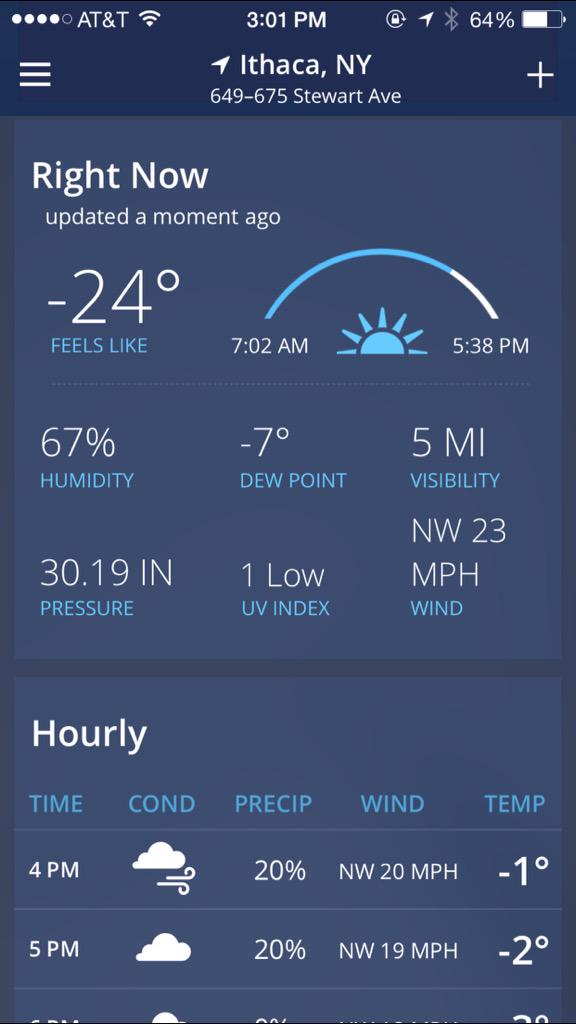 TheSkepticalV's tweet photo. This is real life in #twithaca. I am not leaving the house. Until June. Maybe July. #coldfront #coldback #coldsides http://t.co/ieNoVjROdf