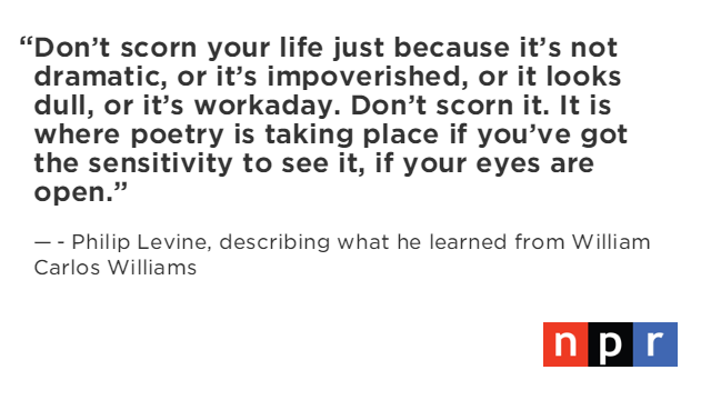 NPR's tweet photo. Philip Levine, Who Found #Poetry On Detroit's Assembly Lines, Dies At 87 http://t.co/TM9cnJkUXt http://t.co/QNbEB8HQGV