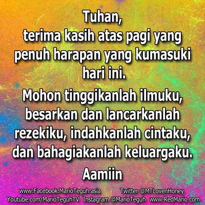 marioteguh's tweet image. Katakanlah Aamiin atau Retweet, jika doa pagi ini adalah doa Anda juga. Love you! ☺☺☺