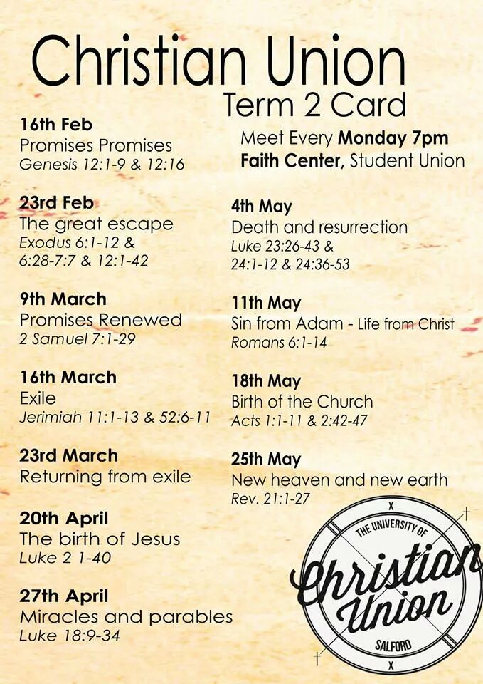 Making sure your up to date with our weekly meetings topics, we've now got our semester 2 term card #CU #semester2