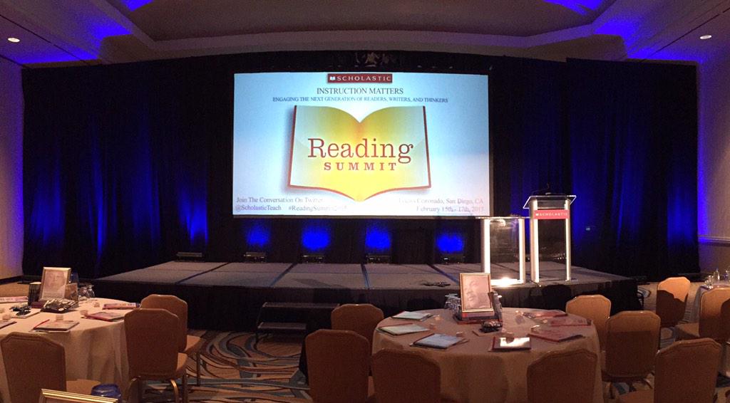 FrontPageAV's tweet image. The 2015 Reading Summit has begun. We are broadcasting live from San Deigo, CA. @ScholasticTeach #readingsummit2015