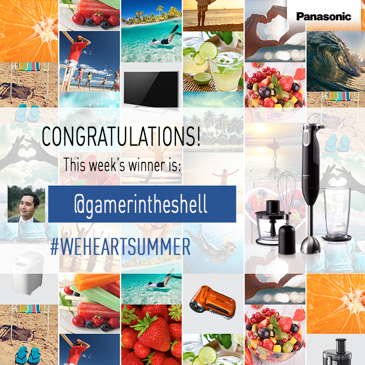 PanasonicAU's tweet photo. Congratulations @gamerintheshell, the winner of a MX-SS1 blender! Next competition starts tomorrow #WeHeartSummer http://t.co/J1unwOkzJd