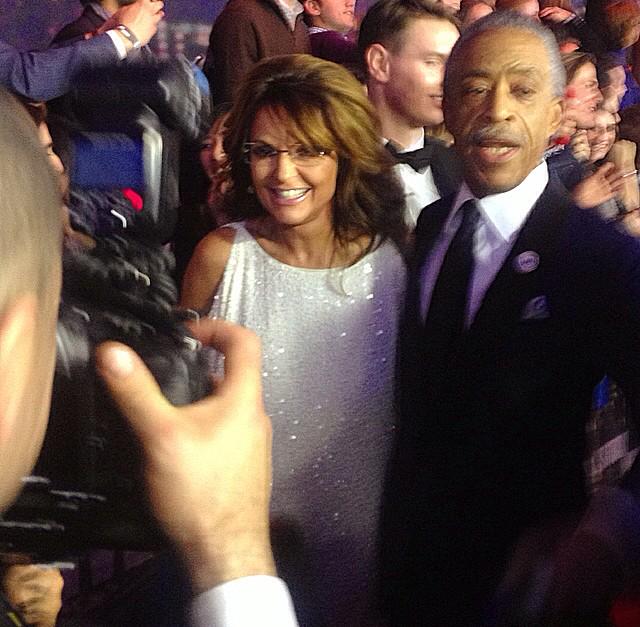 Sarah Palin and Al Sharpton together #SNL40 red carpet 