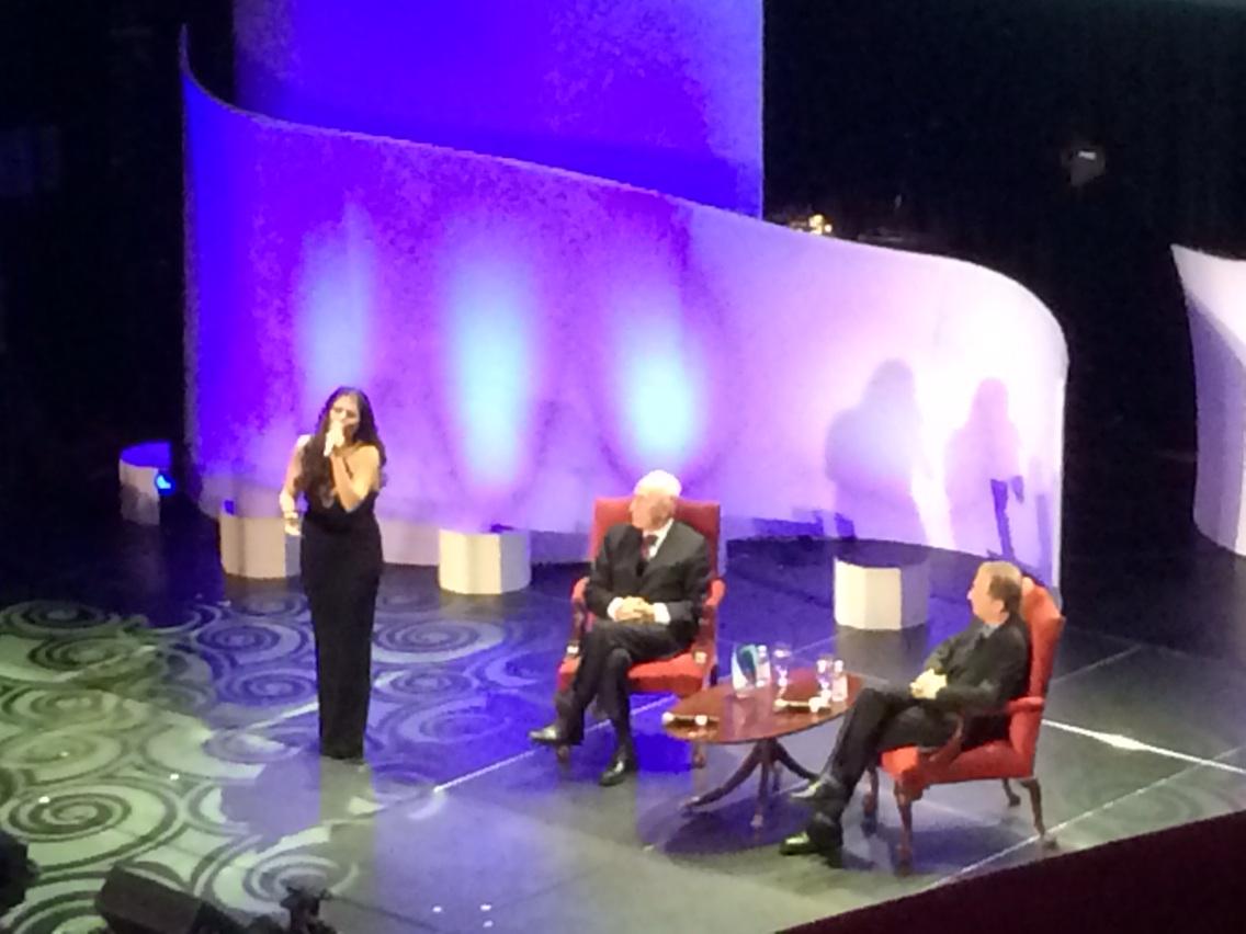 howardblas's tweet photo. Miri Mesika singing to Mr Peres & Mr Horovitz, then comedy by Avi Liberman @TimesofIsrael #TOIGala http://t.co/xMg7vXbstD