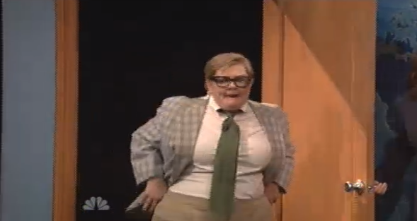   Melissa McCarthy paying homage to Chris Farley. happy birthday Chris Farley! 