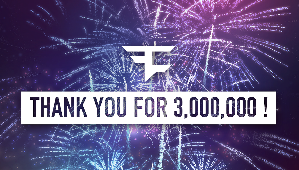 FaZeClan's tweet photo. THREE. MILLION. SUBSCRIBERS!

We couldn't have done it without you. #FaZe3Mill http://t.co/yqadqTyedA