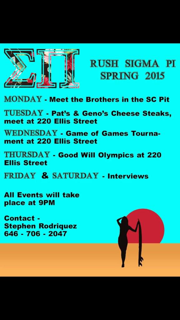 SigmaPiZetaChi's tweet photo. Stop by our table in the student center tomorrow from 12-4pm and meet the brothers. #joinusinparadise #RushSigmaPi http://t.co/YswuCGoqra