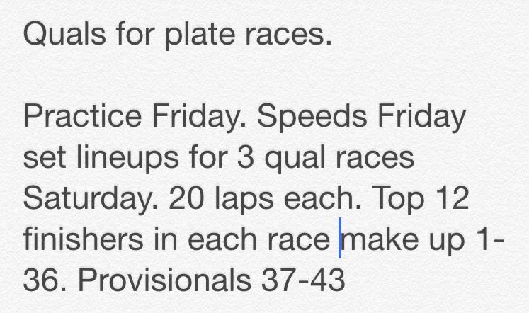 I'd say <a href="/nascar/">NASCAR</a> qualifying for @DISupdates @TalladegaSuperS could basically work like this.
