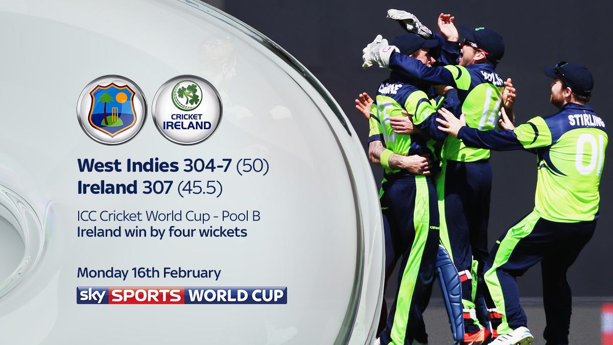 SkyCricket's tweet photo. RESULT: @Irelandcricket beat @westindies by four wickets in Pool B: http://t.co/51m4hjeABX #fireitup #CWC15 http://t.co/nvOjIP4WtC