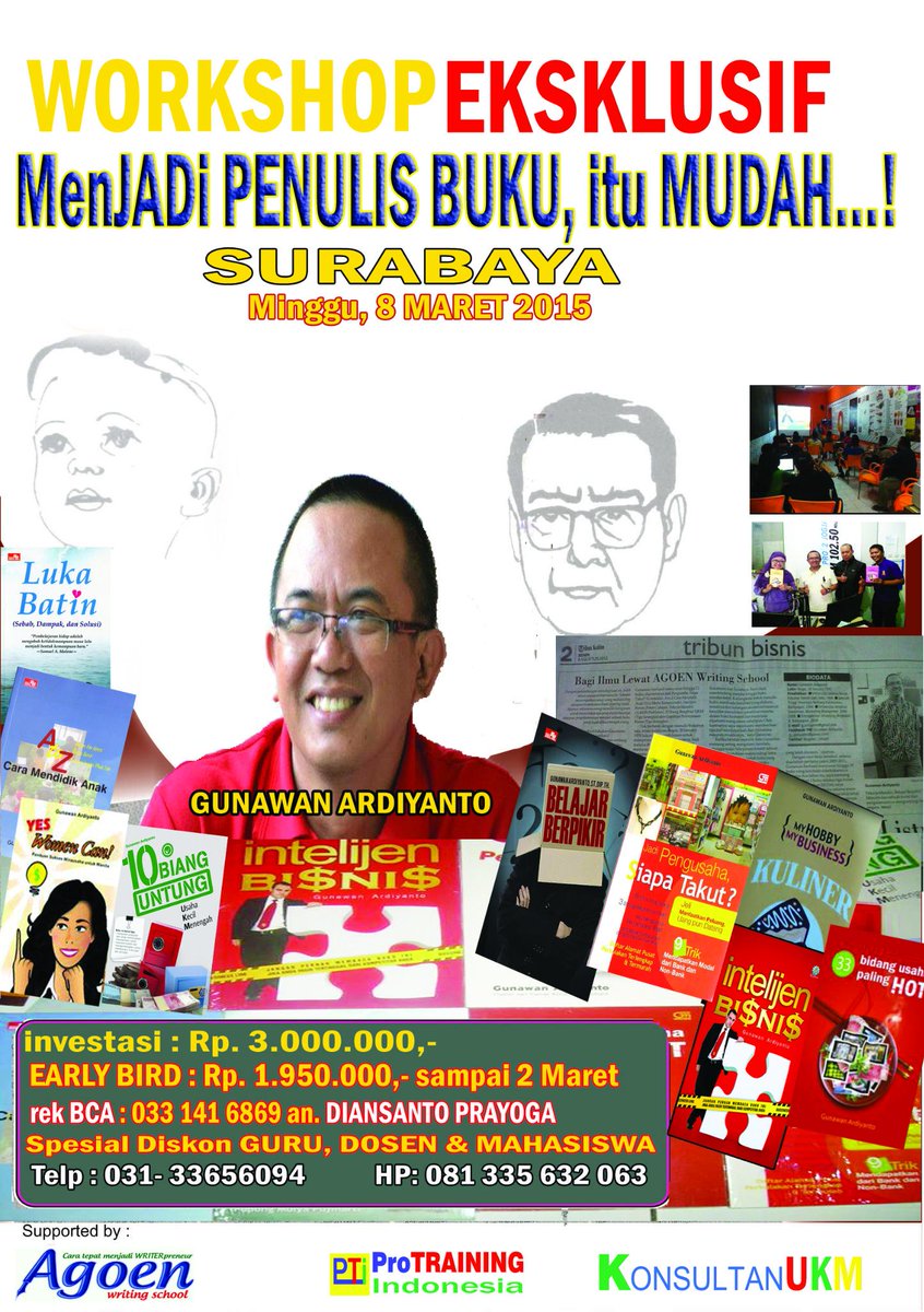 BRANDING diri anda dg BUKU sendiri, ikuti workshop eksklusif inviteBB 7521170E 081335632063(Tsel) <a href="/lnfosurabaya/">INFO SURABAYA</a>