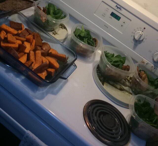 jbrucal604's tweet photo. Back on those shredding meals. #summerPrep #yams #chicken #spinach http://t.co/rec3xiAm25