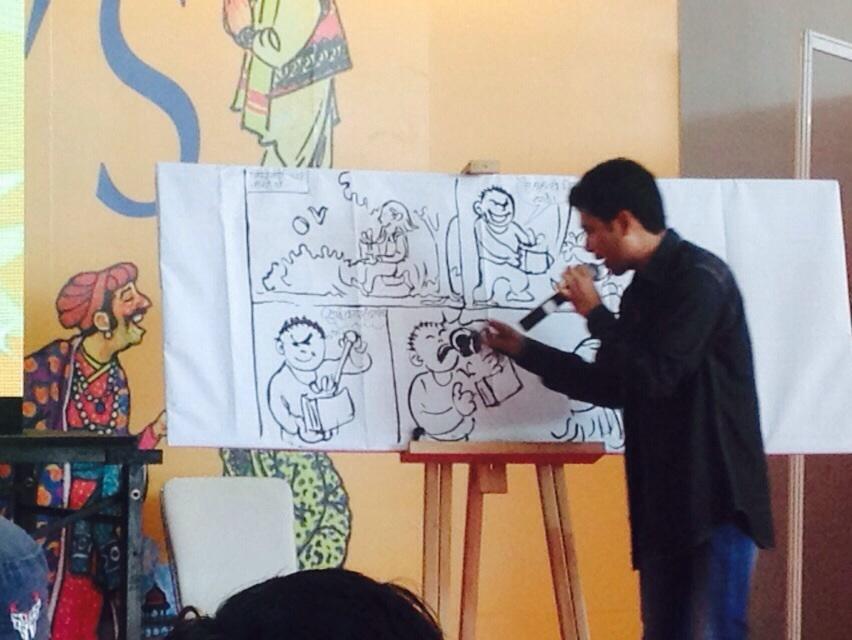CampfireComics's tweet photo. @CampfireComics 'make your own #graphicnovel ' #workshop at #NDWBF #newdelhi #india #learning #education #reading http://t.co/YMGn2S4PnA